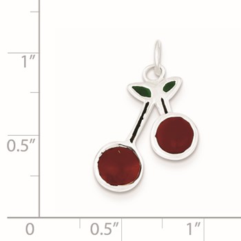 Sterling Silver Enameled Cherries Charm — alternate view