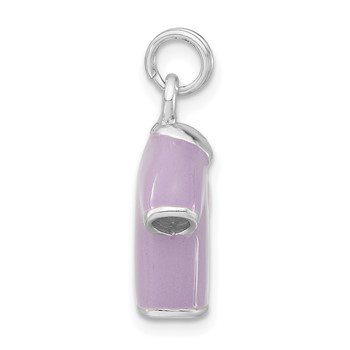 Sterling Silver 3-D Polished CZ Purple Enameled Polo Shirt Charm — alternate view