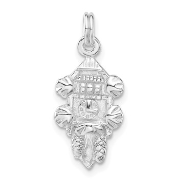 Sterling Silver Polished Cuckoo Clock Charm