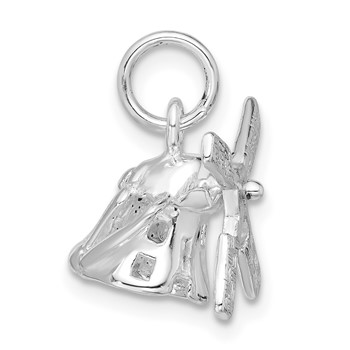 Sterling Silver Polished 3D Moveable Windmill Charm — alternate view