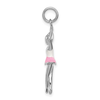 Sterling Silver Rhodium-platedEnamel Ballerina Charm — alternate view