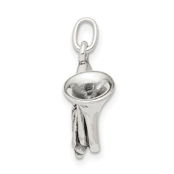 Sterling Silver Antiqued French Horn Charm — alternate view