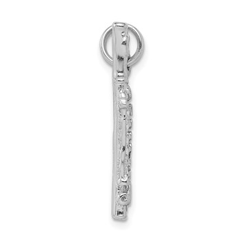 Sterling Silver Rhodium-platedPolished Flute Charm — alternate view