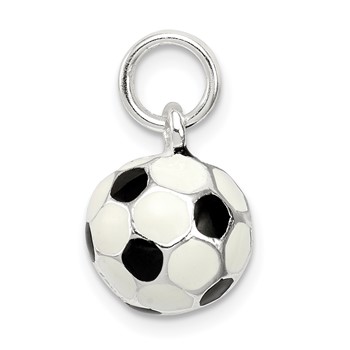 Sterling Silver Black and White Enameled Soccer Ball Charm — alternate view