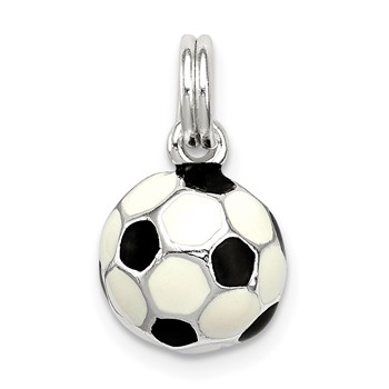 Sterling Silver Black and White Enameled Soccer Ball Charm