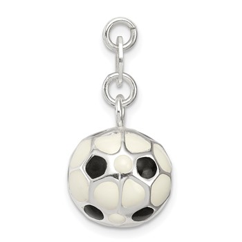 Sterling Silver Enameled Soccer Ball Charm — alternate view