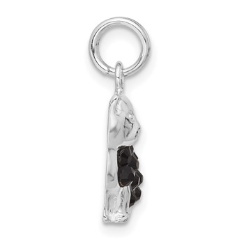 Sterling Silver Black CZ Enameled Cat Charm — alternate view