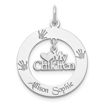 Sterling Silver Rhodium-plated Personalizable My Children Charm