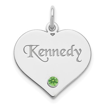 10ky Personalized Heart with Birthstone Charm
