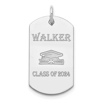 SS/Rhodium-plated Personalized Graduation Dog Tag
