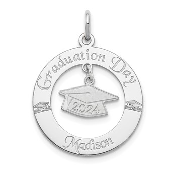SS/Rhodium-plated Personalized Graduation Charm
