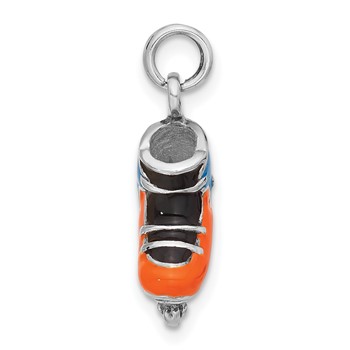 Sterling Silver 3D Polished Enameled Roller Blade Charm — alternate view