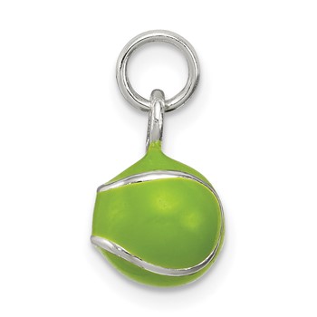 Sterling Silver Green Enameled Tennis Ball Charm — alternate view