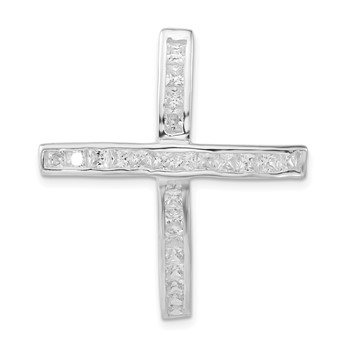 Sterling Silver CZ Cross Slide Pendant