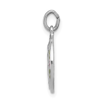 Sterling Silver Platinum-plated Polished Epoxy Miraculous Medal Pendant — alternate view
