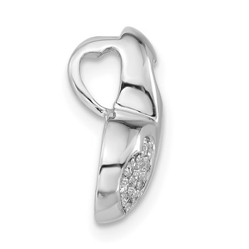 Sterling Silver Rhodium-plated CZ Heart Slide — alternate view