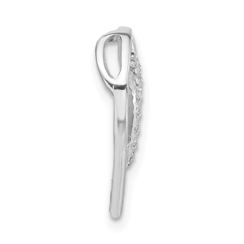 Sterling Silver Polished & Diamond-cut CZ Heart Slide Pendant — alternate view