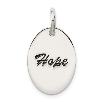 Sterling Silver Polished Enamel Hope Pendant