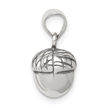 Sterling Silver Antiqued Acorn Pendant — alternate view