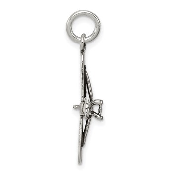 Sterling Silver Antiqued Airplane Charm — alternate view