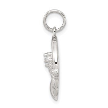 Sterling Silver Rhodium-plated CZ Irish Claddagh Pendant — alternate view