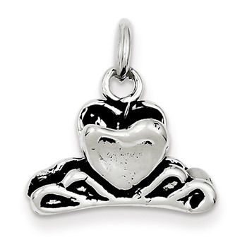 Sterling Silver Antiqued Heart Hair Clip Charm
