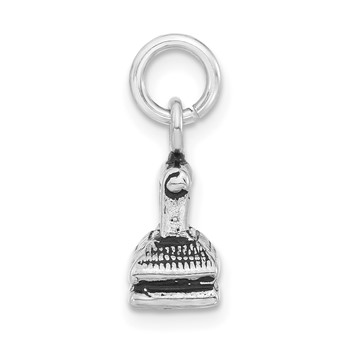 Sterling Silver 3-D Antiqued Clothing Iron Charm — alternate view