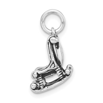 Sterling Silver 3-D Polished & Antiqued Rocking Chair Charm — alternate view