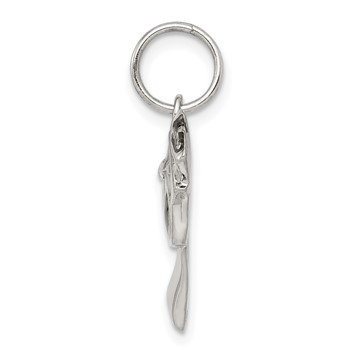 Sterling Silver Rhod-pltd Black Enamel Graduation Cap/Diploma Charm — alternate view