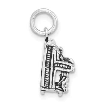 Sterling Silver 3-D Antiqued Piano Charm — alternate view