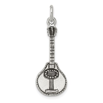 Sterling Silver Antiqued Mandolin Charm