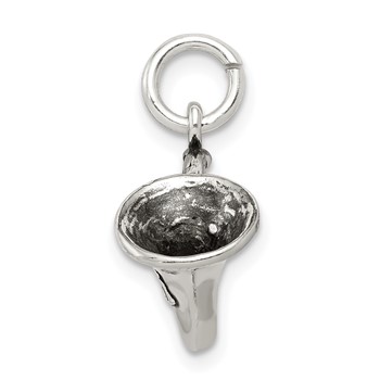 Sterling Silver Antiqued French Horn Charm — alternate view