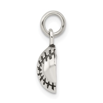 Sterling Silver Antiqued Baseball Charm — alternate view