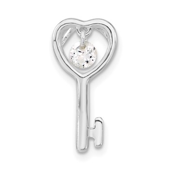 Sterling Silver CZ Open Key Pendant