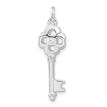 Sterling Silver CZ Key Pendant
