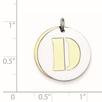 Sterling Silver GP Initial D Double Plate Round Charm — alternate view