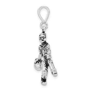 Sterling Silver Polished & Antiqued Bowling Charm — alternate view