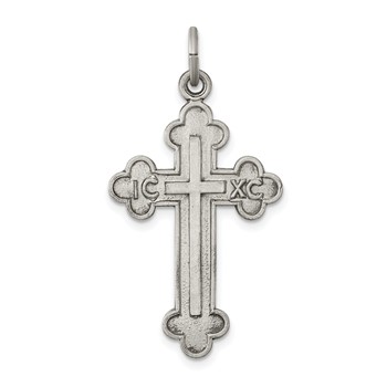 Sterling Silver Antiqued, Textured and Brushed Latin Cross Pendant