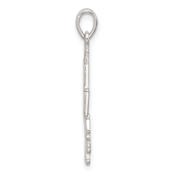 Sterling Silver Polished Caravaca Double Cross with Angels Crucifix Pendant — alternate view