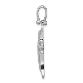 Sterling Silver Rhodium-plated Brushed/Polished Cross Pendant — alternate view