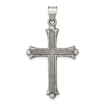Sterling Silver Antiqued, Polished and Brushed Latin Cross Pendant