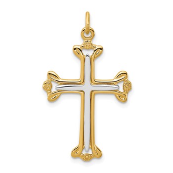 Sterling Silver Platinum-plated & Gold-tone Cross Pendant