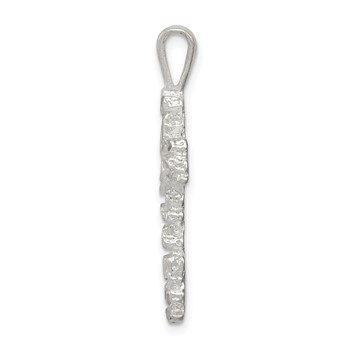 Sterling Silver Satin Finish Diamond-cut Cross Pendant — alternate view