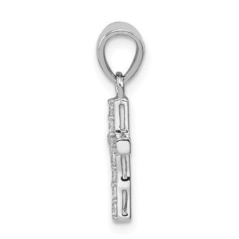 Sterling Silver Rhodium-plated CZ Cross Pendant — alternate view
