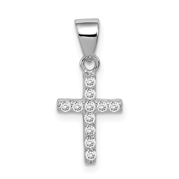 Sterling Silver Rhodium-plated CZ Cross Pendant