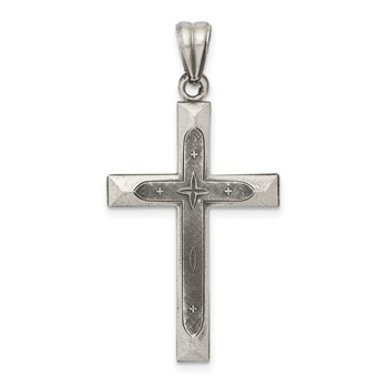 Sterling Silver Antiqued, Polished and Brushed Latin Cross Pendant