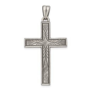 Sterling Silver Antiqued, Polished and Brushed Latin Cross Pendant
