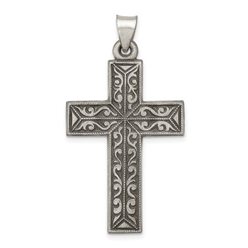 Sterling Silver Antiqued, Polished and Brushed Latin Cross Pendant