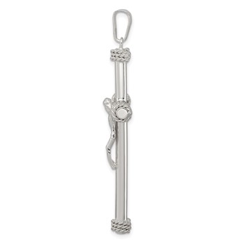 Sterling Silver Polished Textured Hollow Crucifix Pendant — alternate view