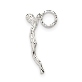 Sterling Silver Polished Mini Jesus Cross Chain Slide — alternate view